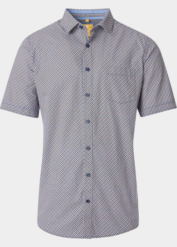 Redmond overhemd korte mouw heren Oranje Slub Print Casual 251445990/210