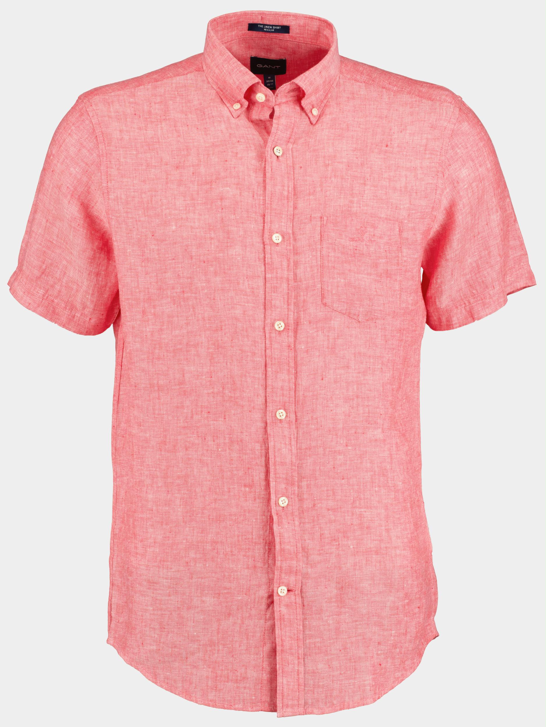 Gant Casual hemd korte mouw Roze D2. Reg Linen Shirt SS BD 3012421/652