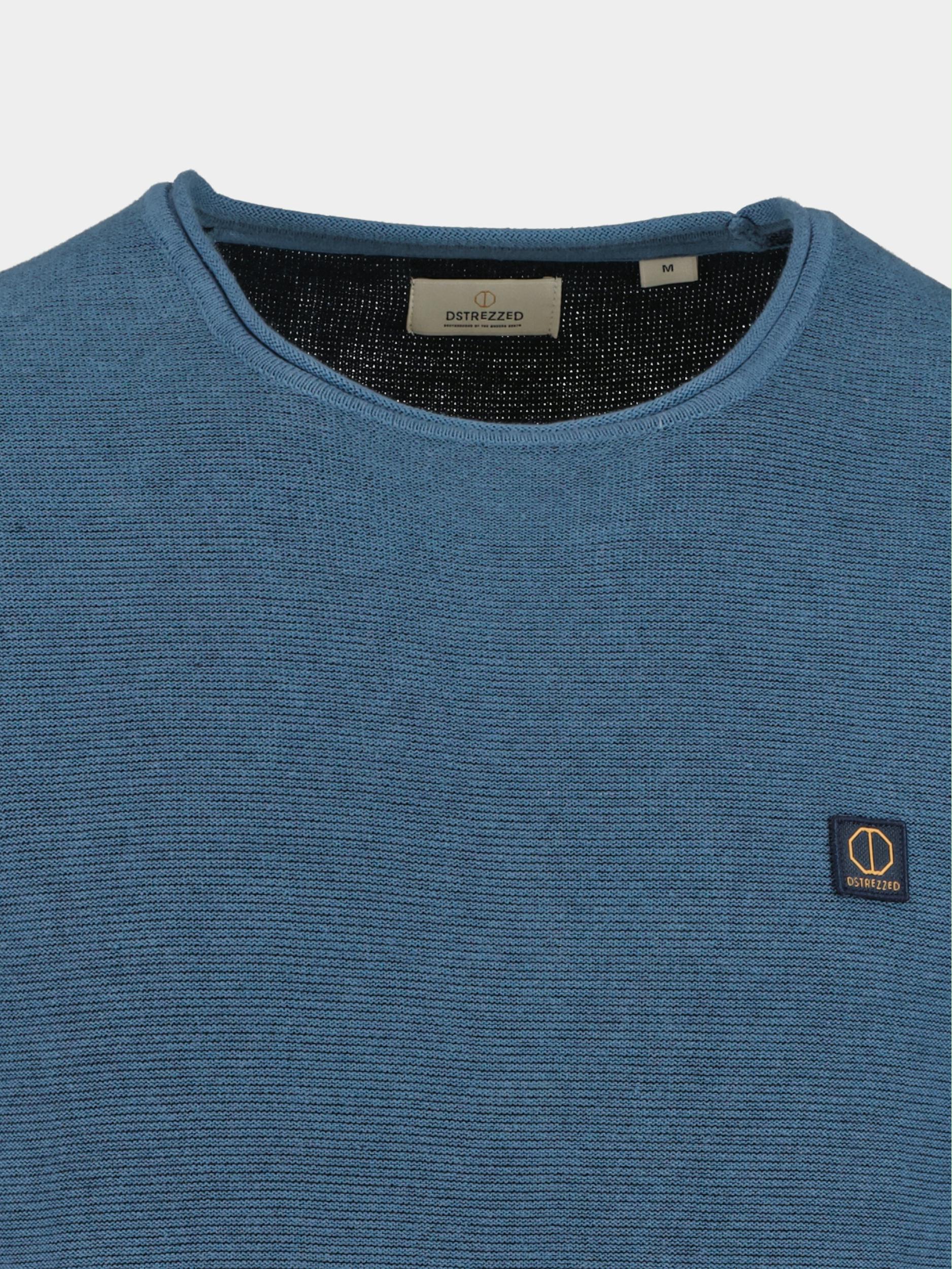 Dstrezzed Sweater Blauw Crew Neck Plaited Cotton 405552/649