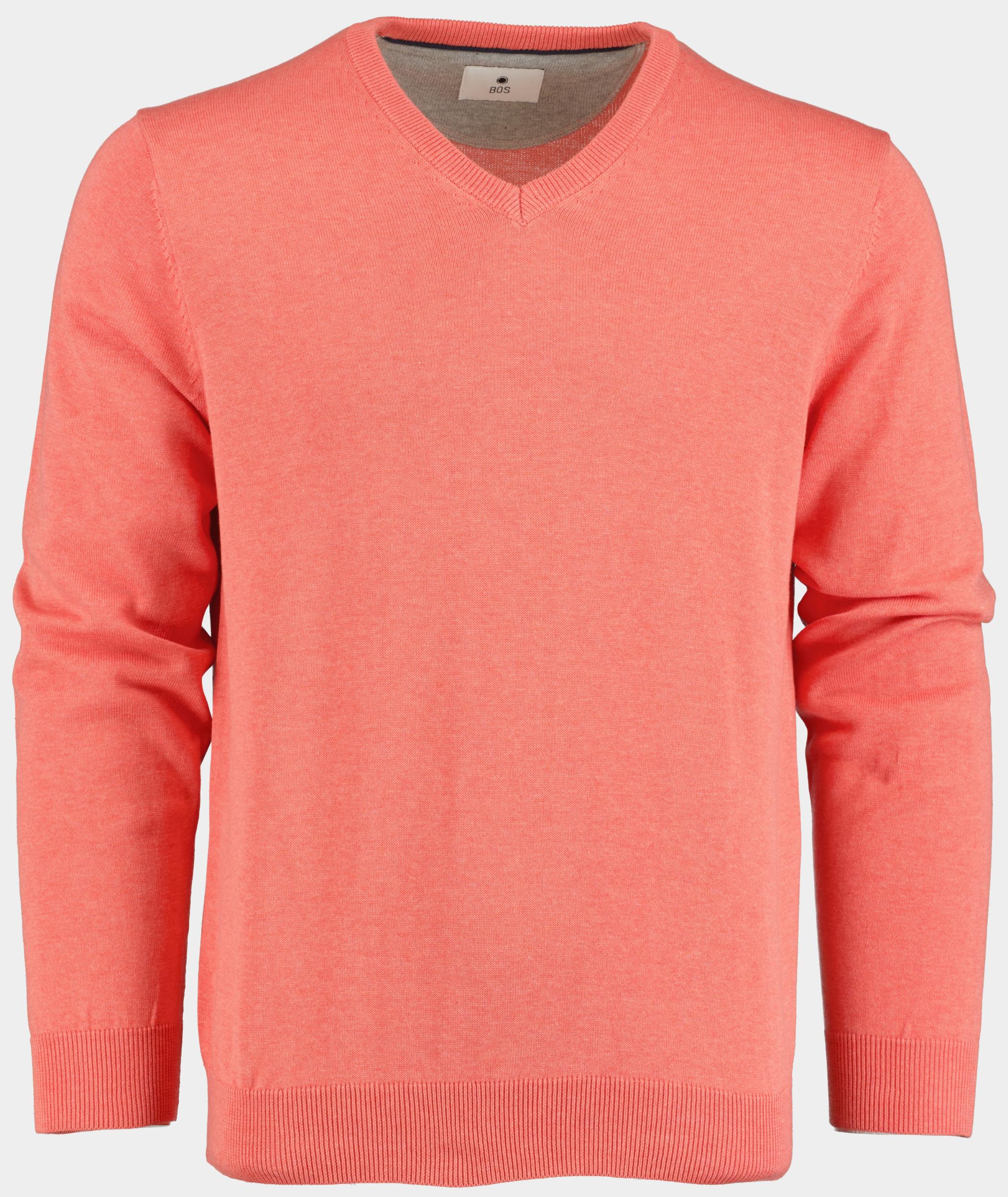 Bos Pullover heren Rood Cotton Regular Fit koraalrood 518100CCT-13/325