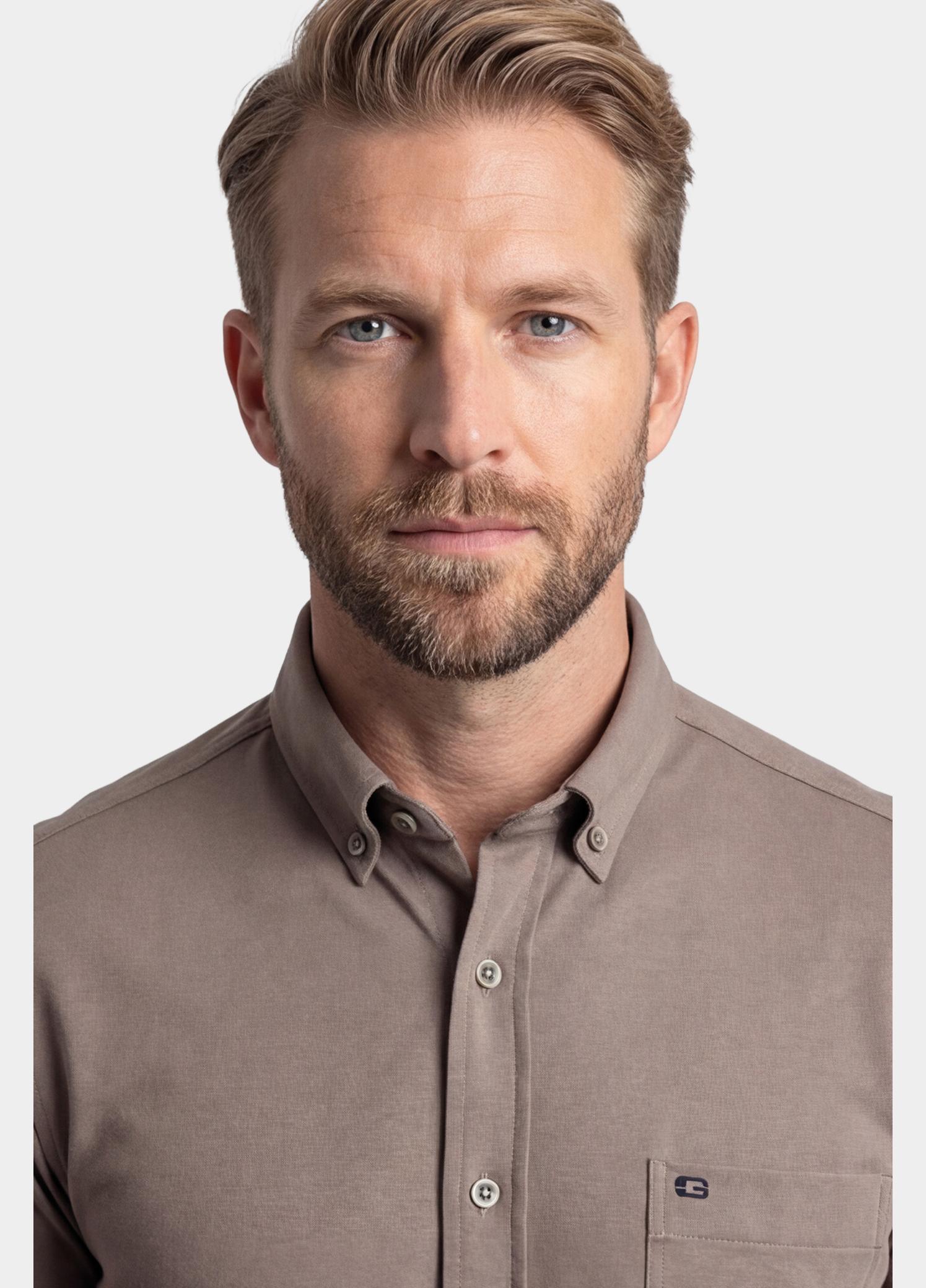 Giordano overhemd korte mouw heren Wit Alfa Short Sleeve Button Down 616078/81