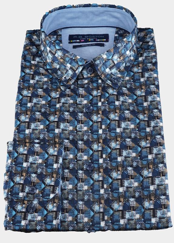 R.B. Boston Casual hemd lange mouw Blauw Franklin LS Button Down 527670/614