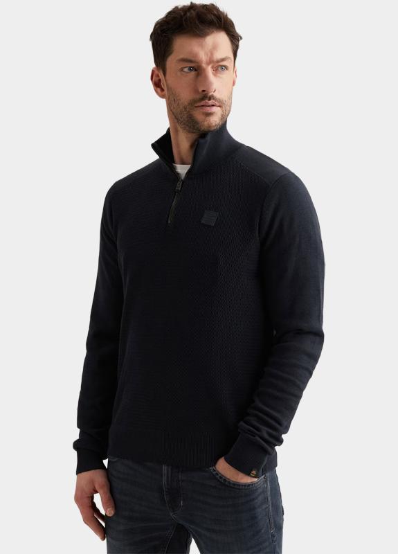 PME Legend Half Zip Blauw Half zip collar cotton modal PKW2602328/5281