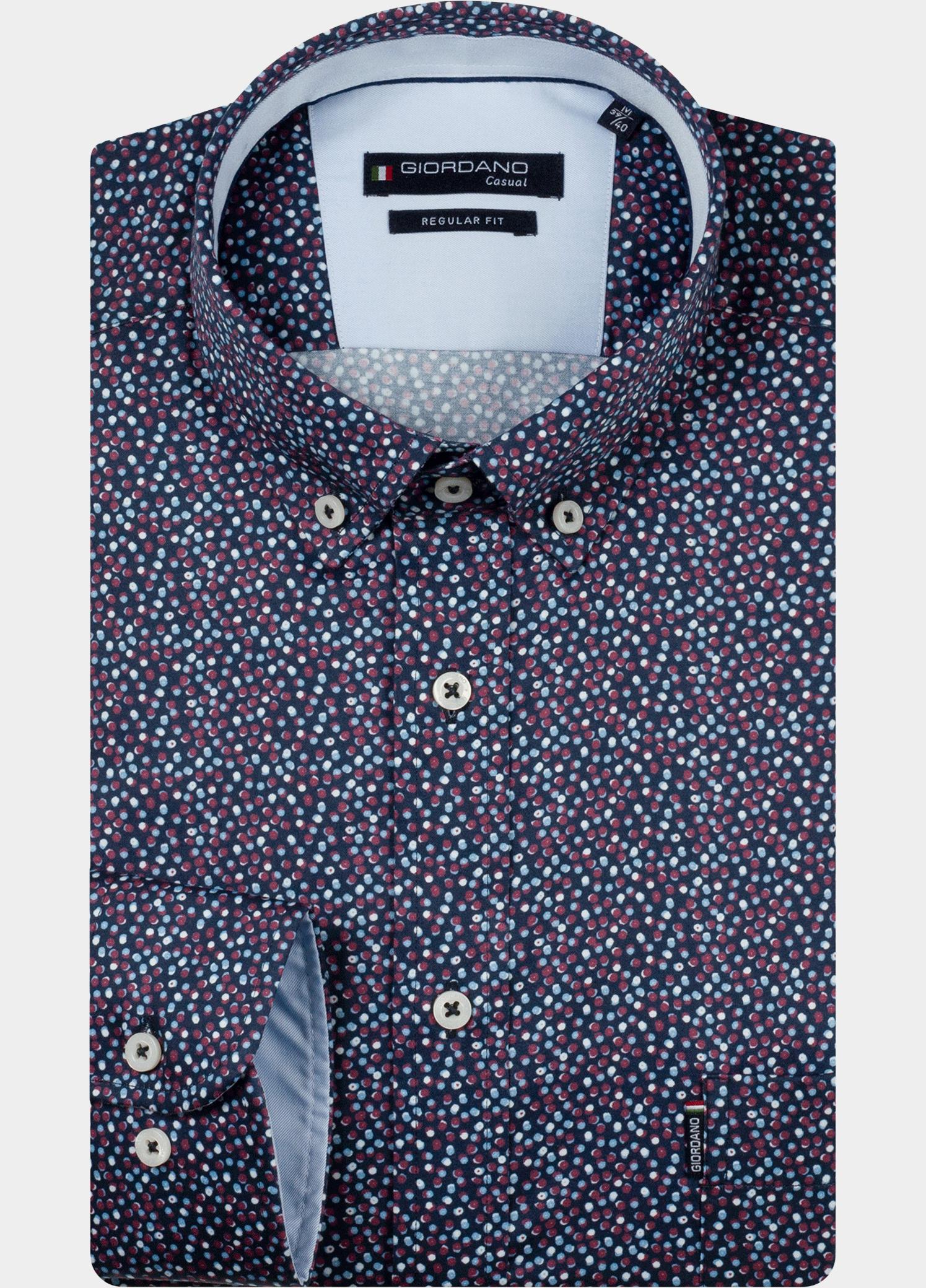 Giordano Overhemd heren Paars Dino Satin strech graphic pri 627032/40