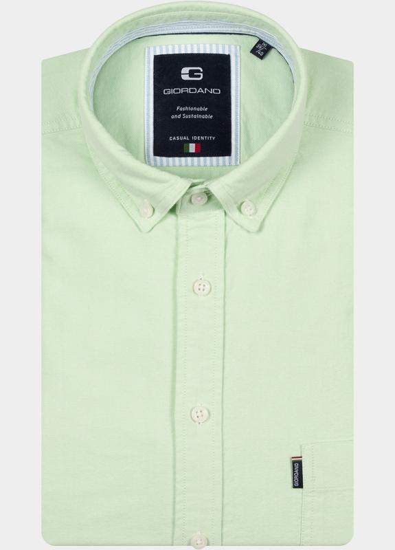 Giordano overhemd korte mouw heren Groen Marlon Short Sleeve Button Do 616052/71