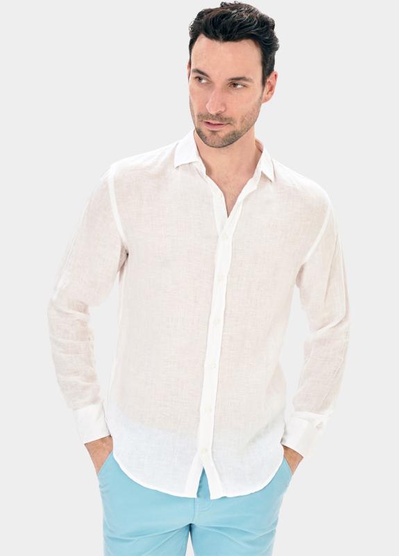 Blue Coast Overhemd heren Wit 100% linnen, regular fit 118L/0000