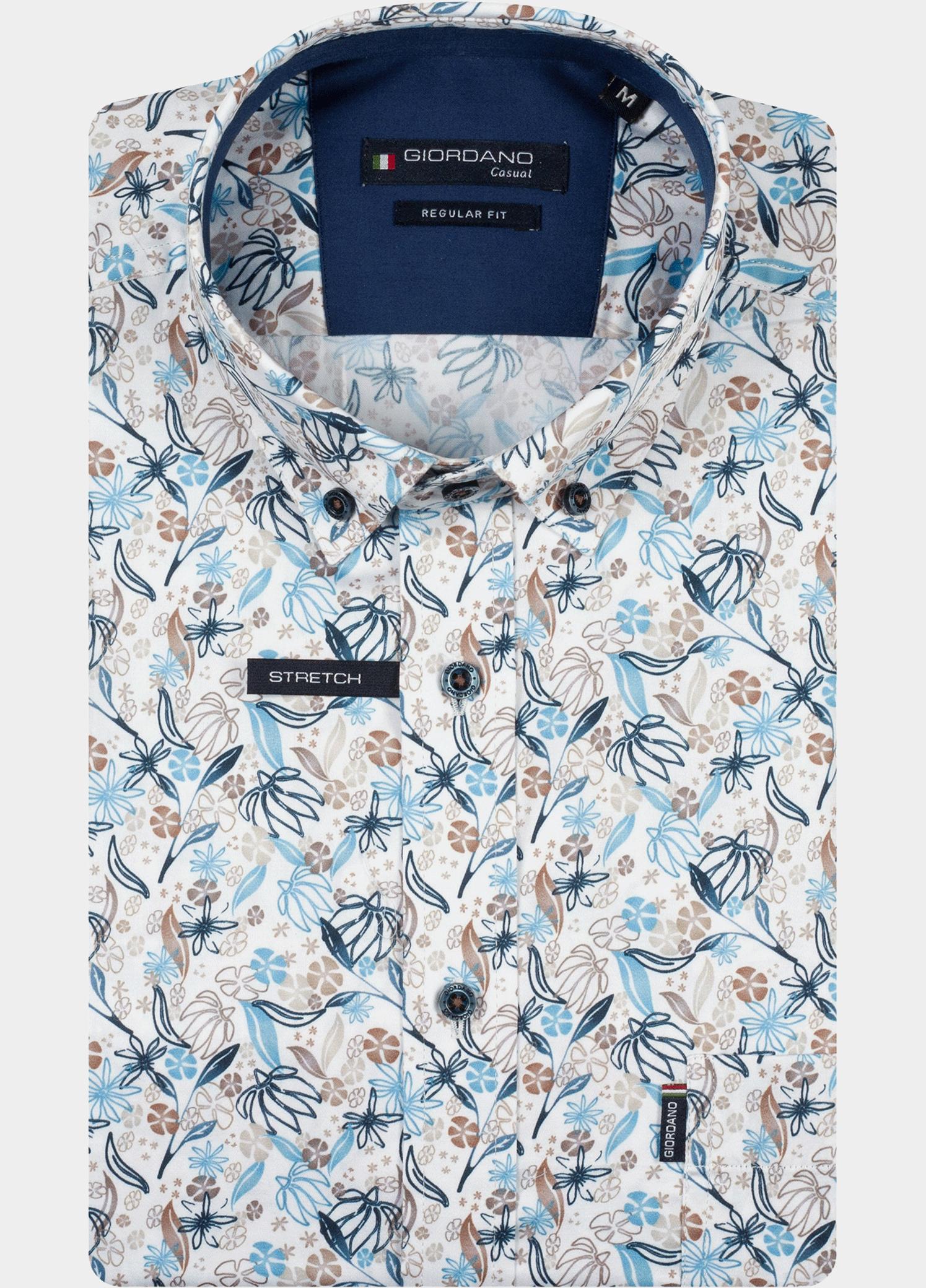 Giordano overhemd korte mouw heren Blauw League Short Sleeve Button Do 616035/60