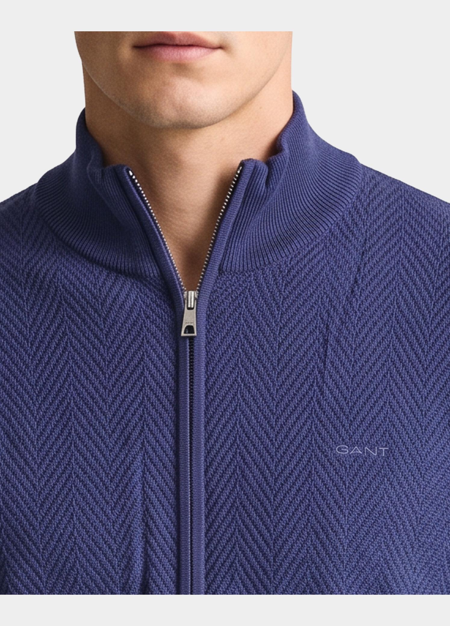 Gant Vest heren Blauw Vest met rits en visgraatpatr 8050334/433