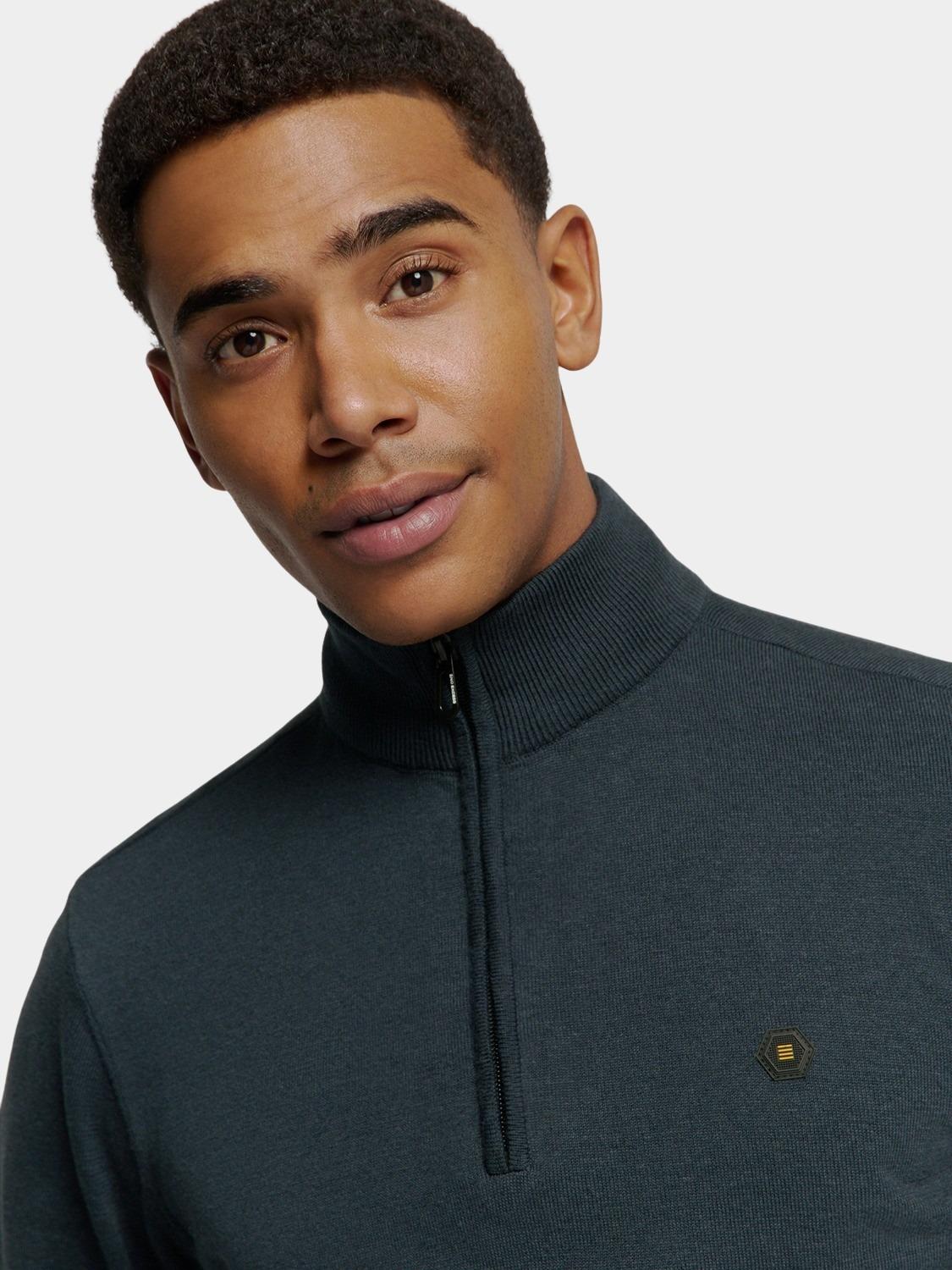 No Excess Half Zip Blauw Pullover Half Zip 2 Coloured N2185/078