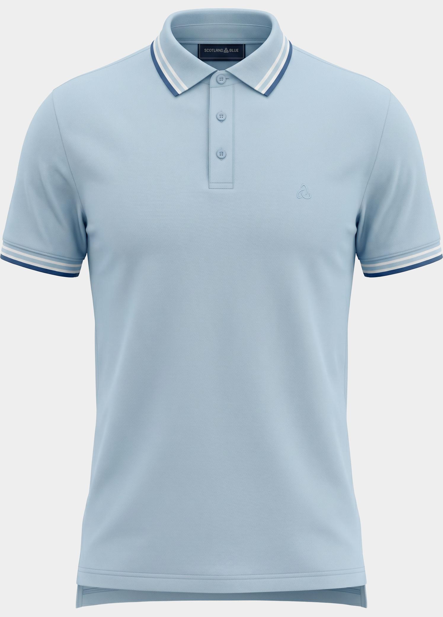 Scotland Blue Polo heren Blauw Brick Polo Plain Contrast Col SPE25108BR06SB/210 light blue