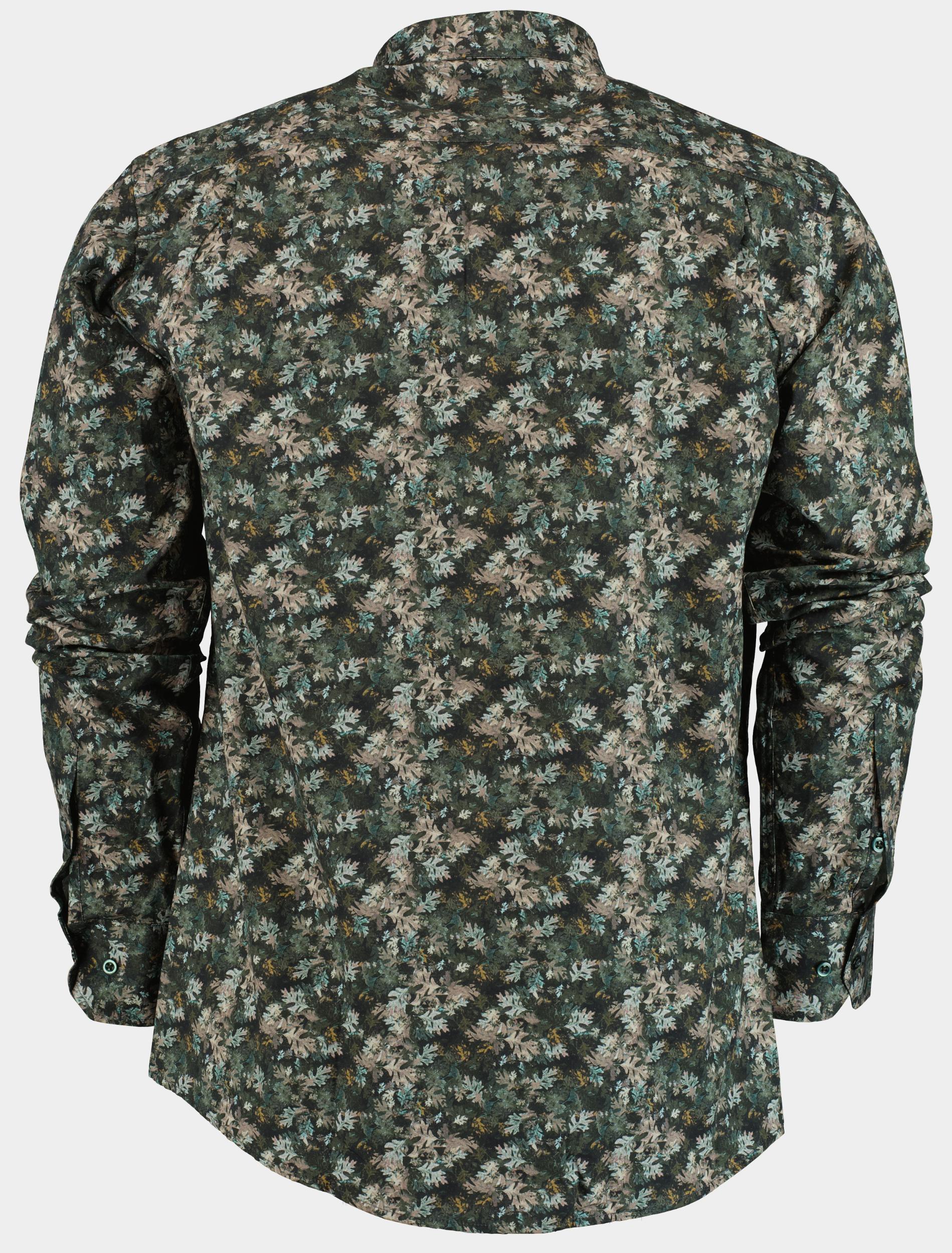Bos Casual hemd lange mouw Groen Green Leaves 28402/V03