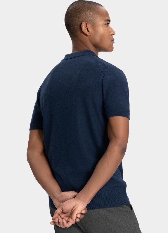 Dstrezzed Polo heren Blauw Polo s/s Melange Slub 420026-NOS/649