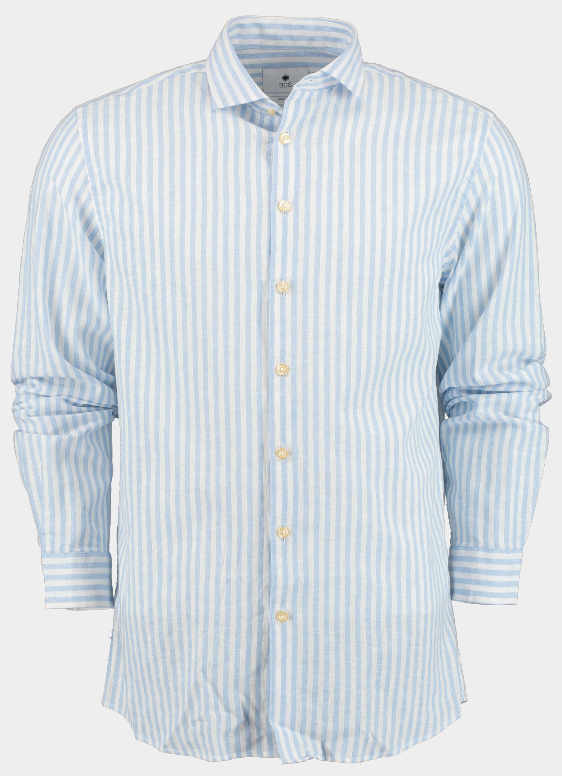 Bos Bright Blue Casual hemd lange mouw Blauw Loewe Li-co Ws Stripe Shirt L 24107LO03BO/210 l.blue
