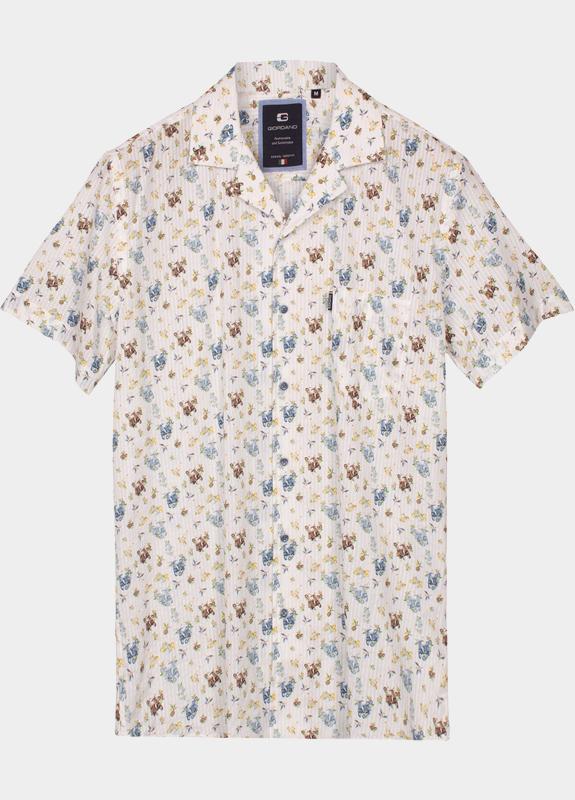 Giordano overhemd korte mouw heren Blauw Capri Short Sleeve Resort See 616043/60