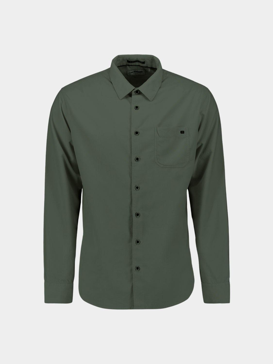 No Excess Casual hemd lange mouw Groen Shirt Solid Fine Herringbone 29430843/052
