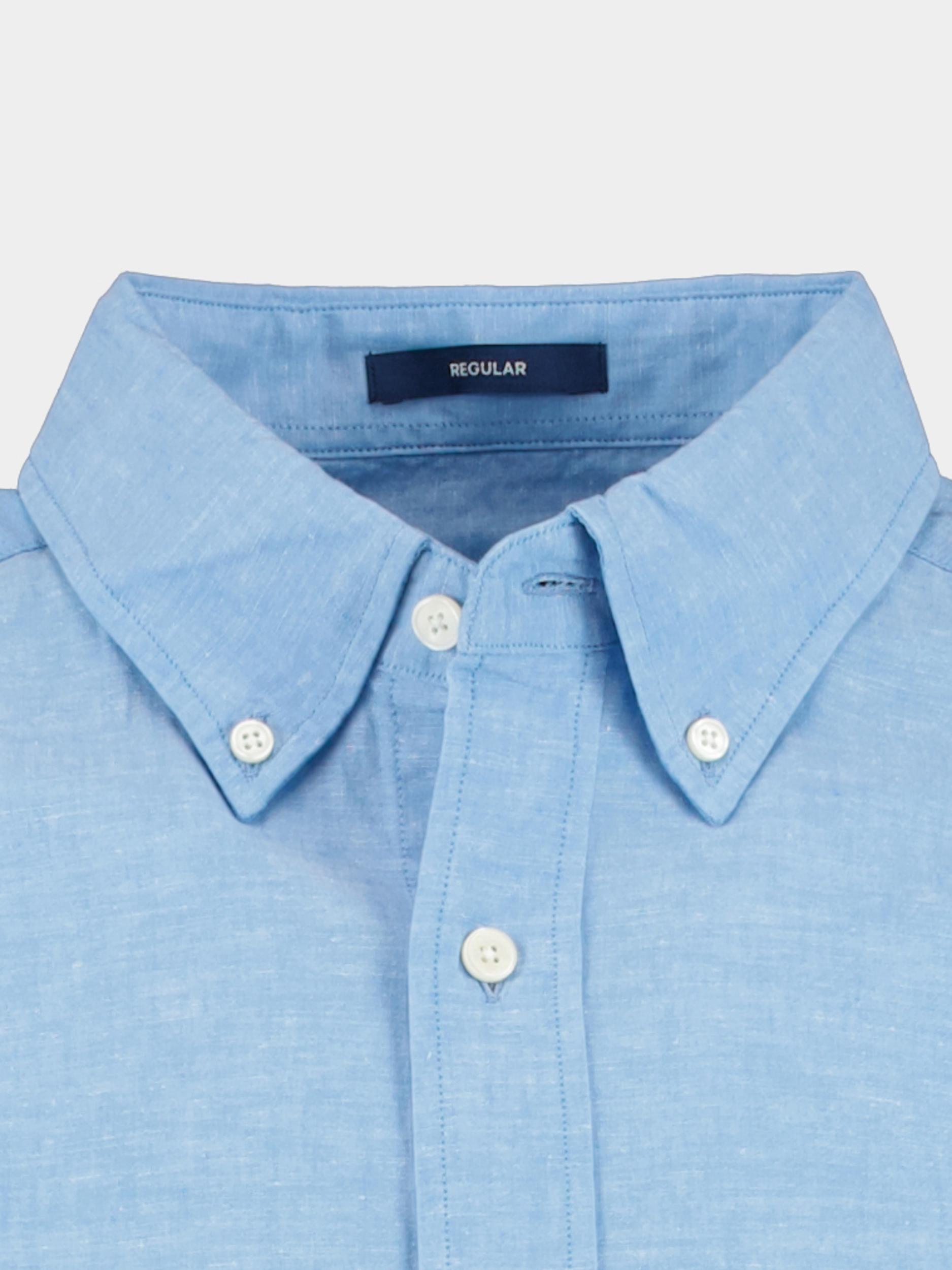 Gant Casual hemd korte mouw Blauw Reg Cotton Linen SS Shirt 3230053/471