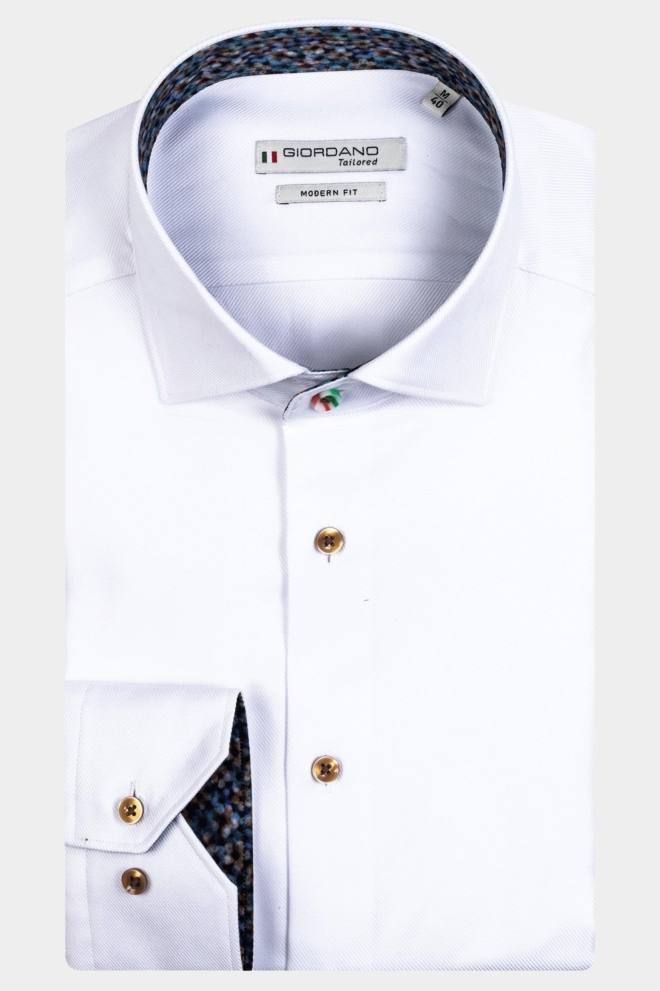 Giordano Casual hemd lange mouw Wit Maggiore, LS Semi Cutaway Hea 327887/10