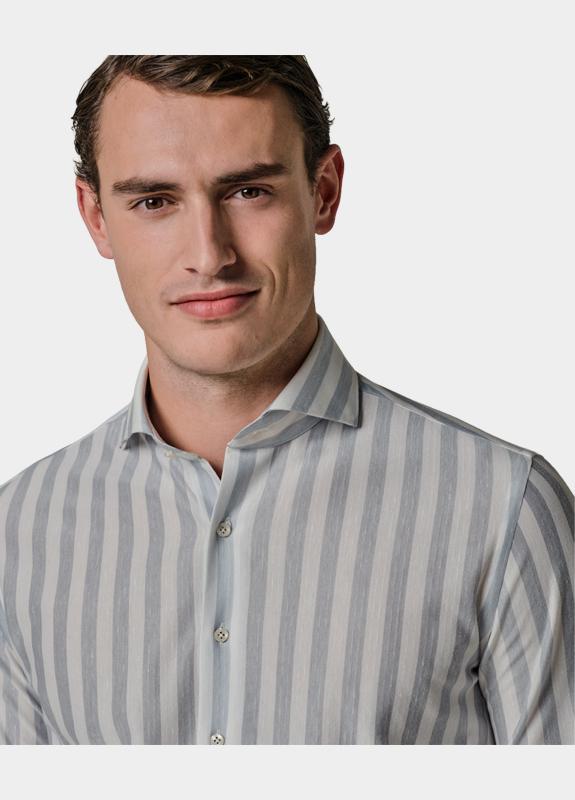 Profuomo Zakelijk overhemd heren Blauw Japanese Knitted PPXH10035B/M