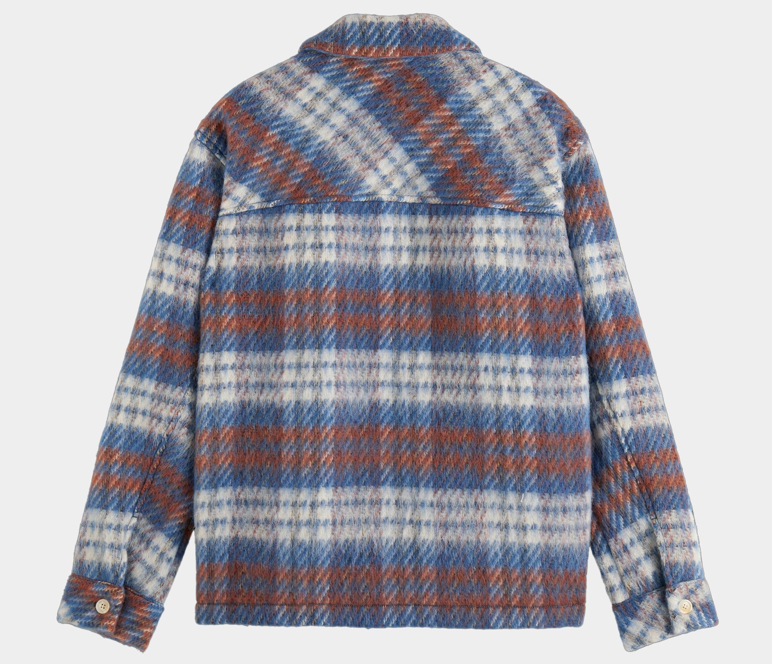 Scotch & Soda Winterjack Blauw Brushed Wool blend check overs 174440/6770