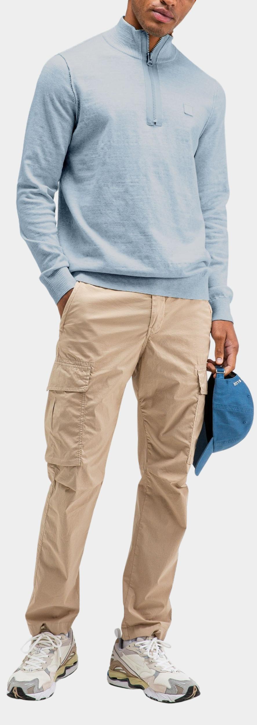Butcher of Blue Pullover Blauw Lt Clifden Helf Zip M2426030/836