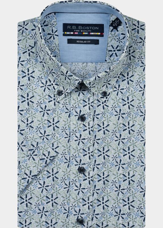 R.B. Boston overhemd korte mouw heren Groen Marshall SS Button Down 616670/708