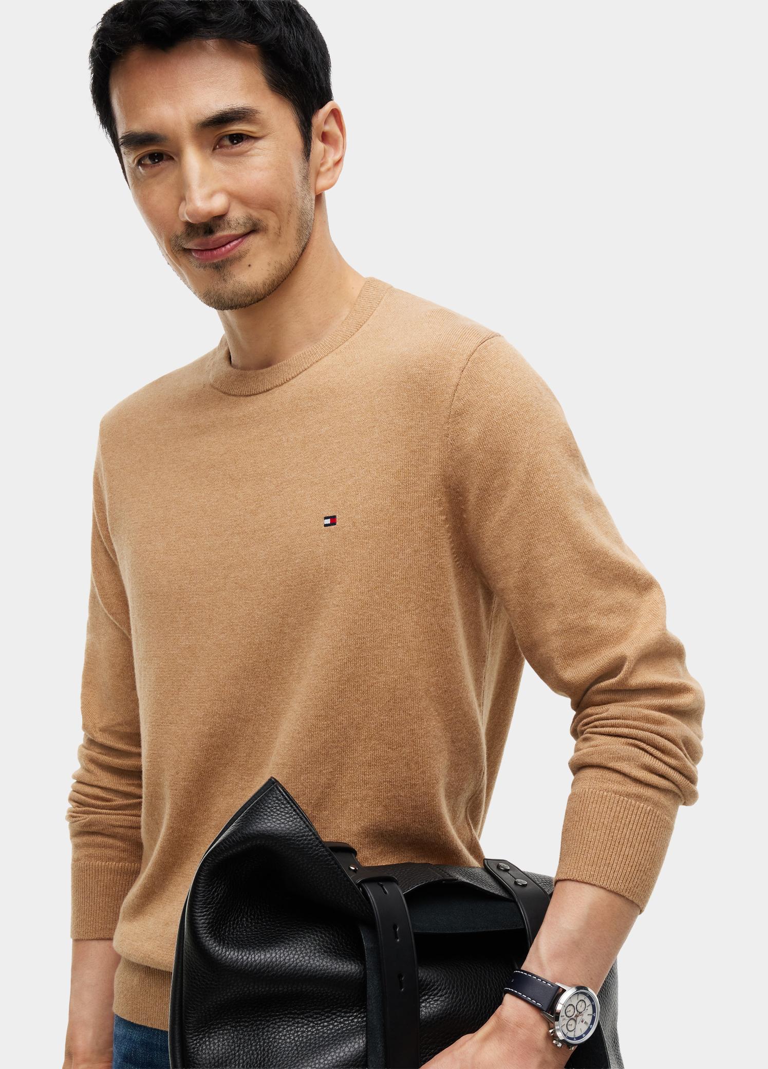 Tommy Hilfiger Pullover heren Beige PIMA ORG CTN CASHMERE CREW NE MW0MW28046/A1L