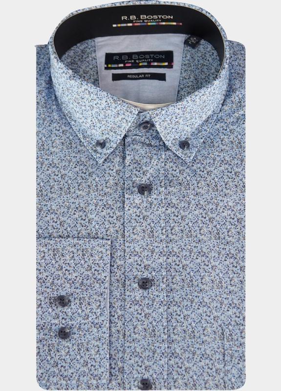 R.B. Boston Casual hemd lange mouw Blauw Regular Fit 100% Cotton 527670/635