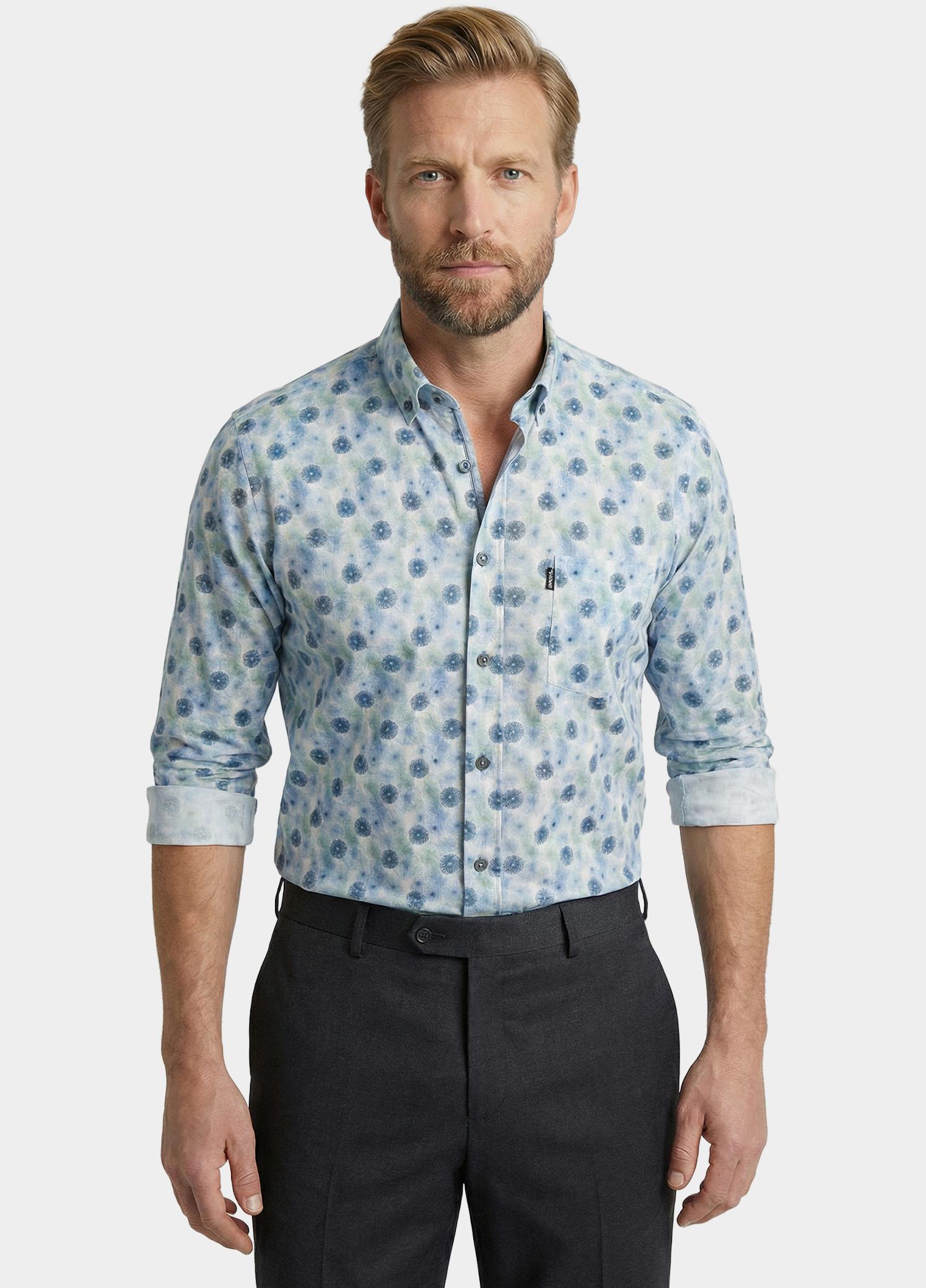 Giordano overhemd korte mouw heren Groen League short sleeve button do 616018/70