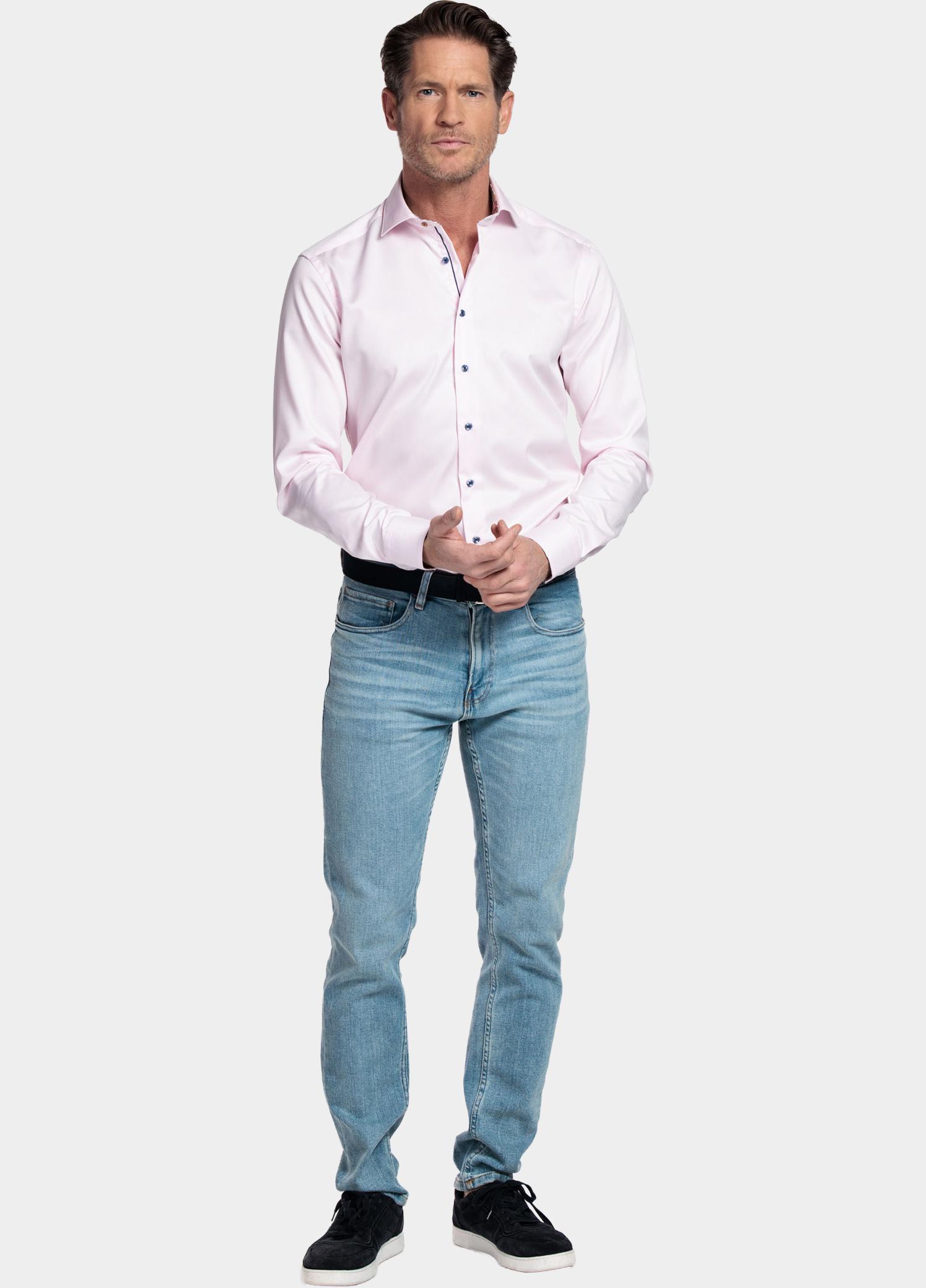 Giordano Overhemd heren Roze Locarno Row Long Sleeve Semi 617815/51