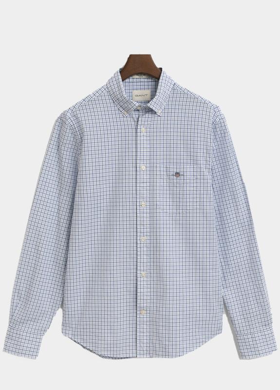 Gant Casual hemd lange mouw Blauw Reg Classic Poplin Micro Chec 3250214/427