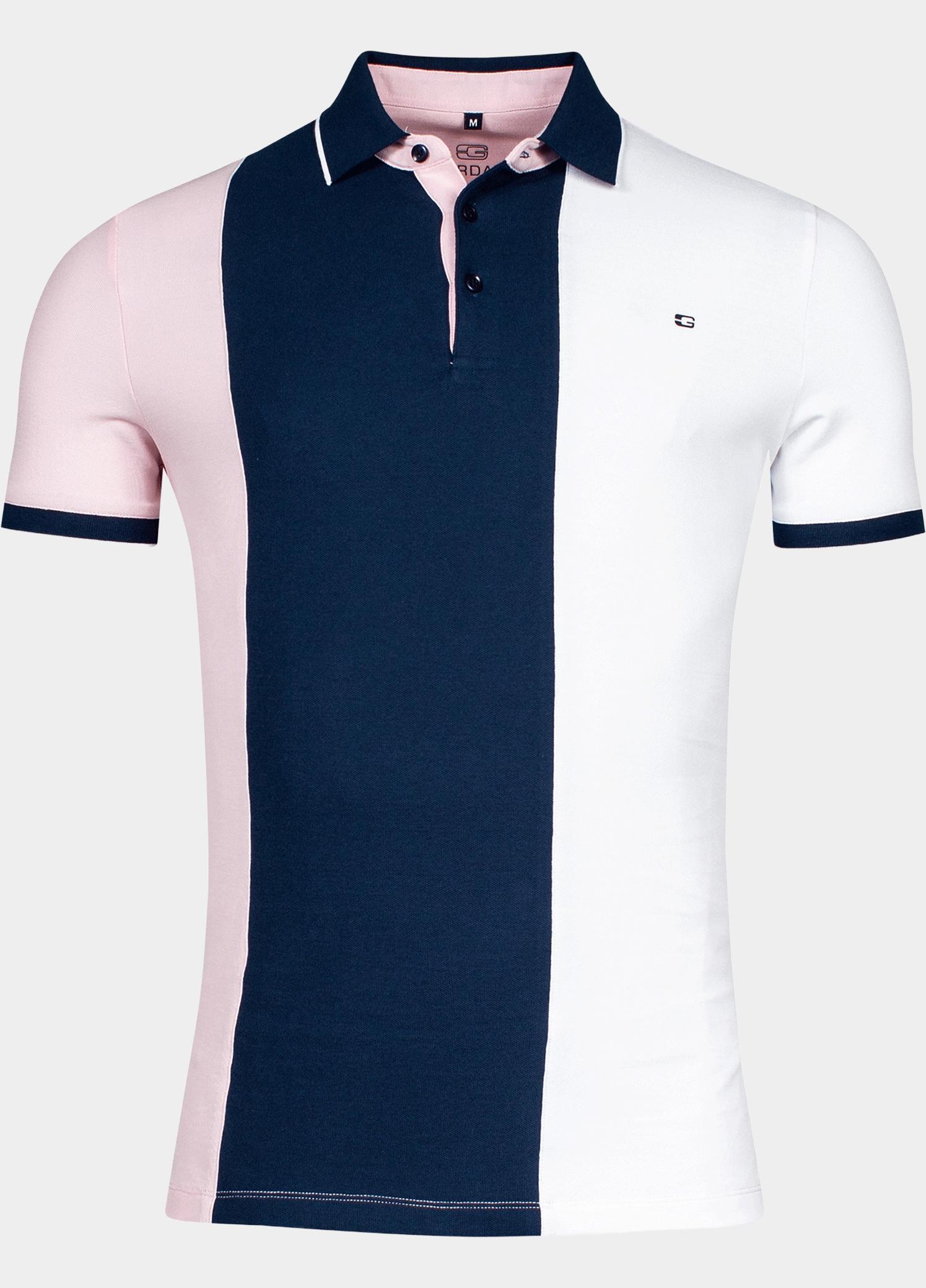 Giordano Polo heren Roze Colourblock Polo SS Pique Sol 416590/50