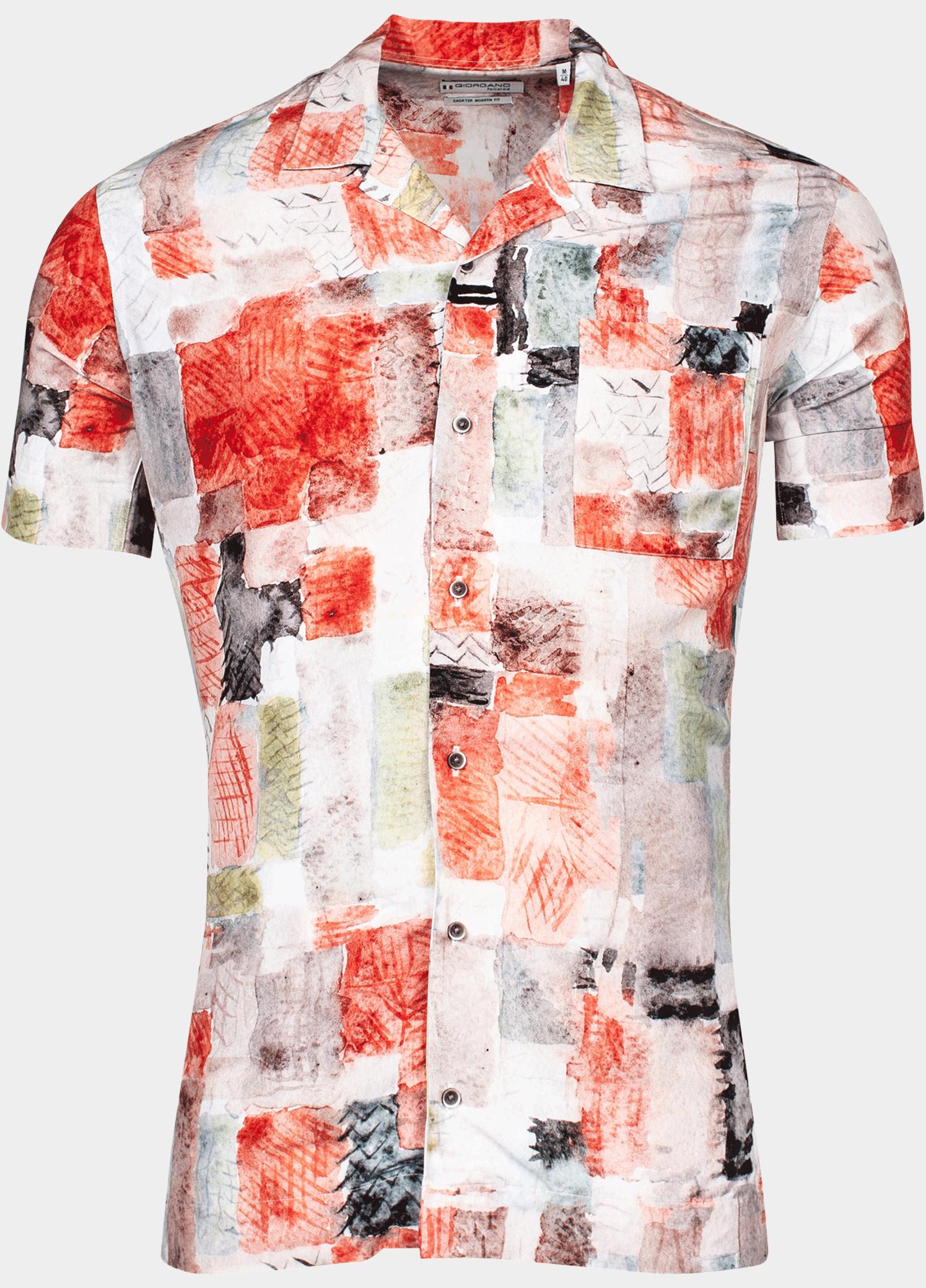 Giordano overhemd korte mouw heren Wit Vigo, SS Cutaway Watercolor P 416853/81