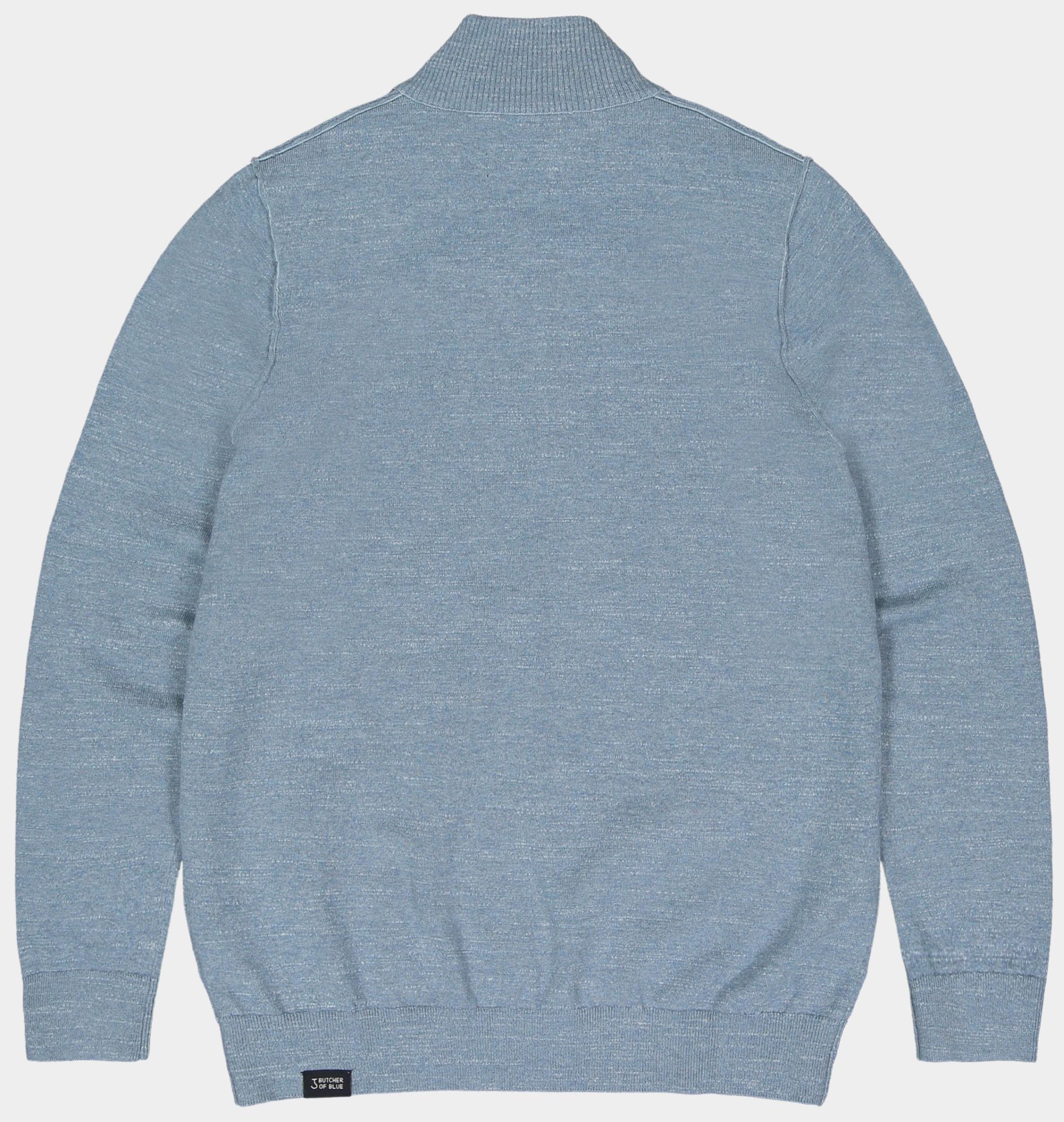 Butcher of Blue Pullover Blauw Lt Clifden Helf Zip M2426030/836