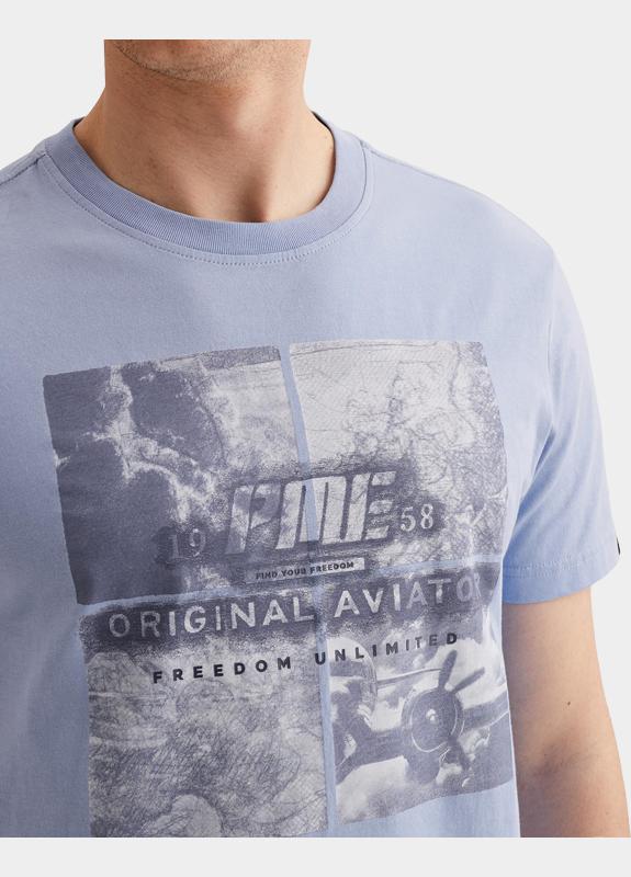 PME Legend T-shirt heren Blauw Short sleeve r-neck single je PTSS2605572/5299