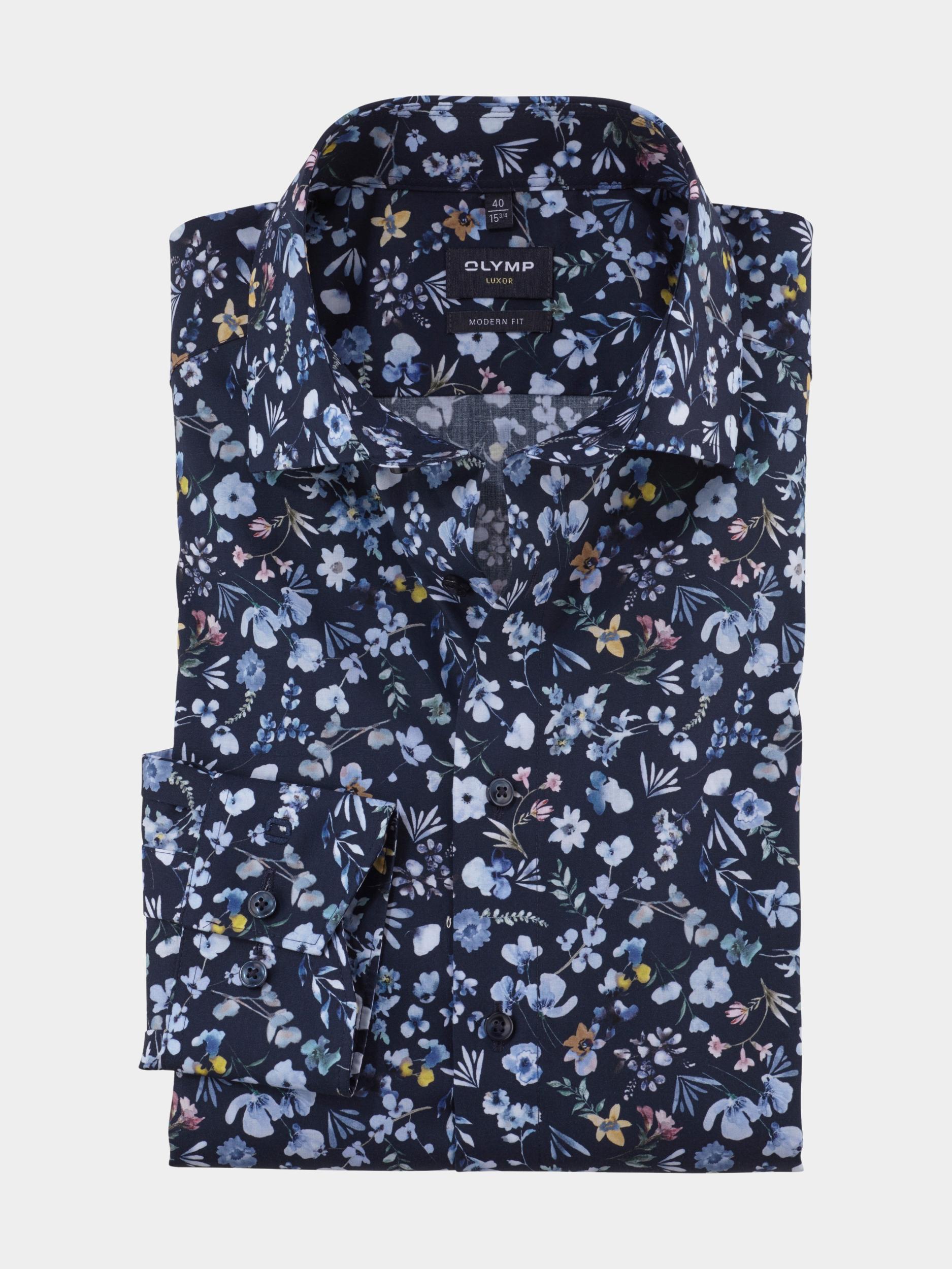 Olymp Business hemd lange mouw Blauw Luxor 125674/18
