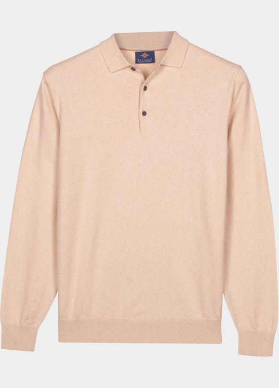Baileys Polo lange mouwen heren Beige Polo Pullover LS placket butt 618300/825