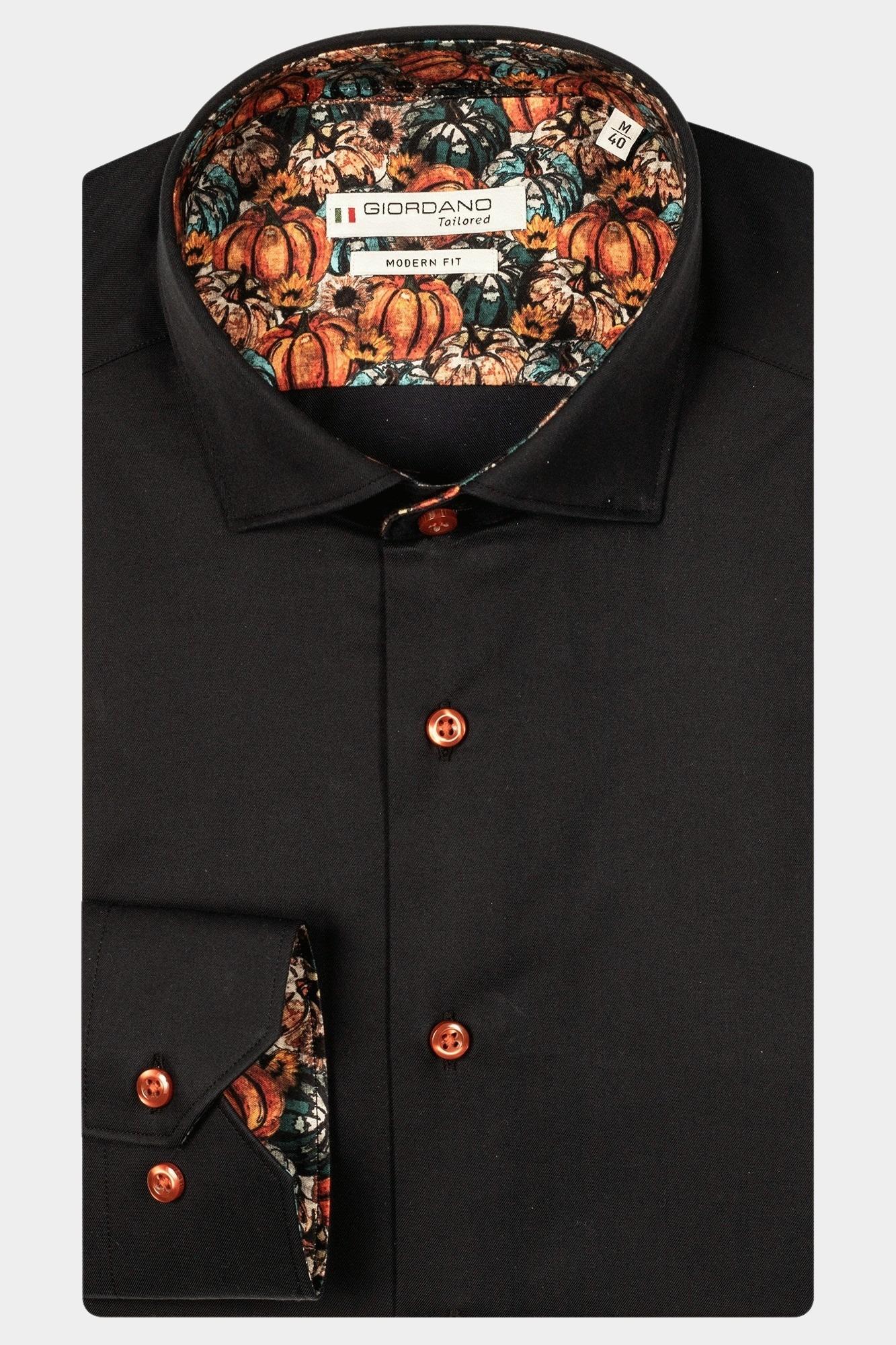 Giordano Casual hemd lange mouw Zwart Maggiore, LS Semi Cutaway Fin 427883/90