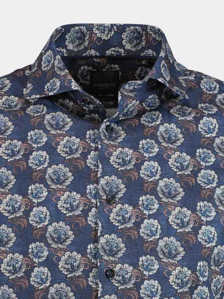 Innocente Business hemd lange mouw Blauw  Overhemd Innocente/Blue/brown
