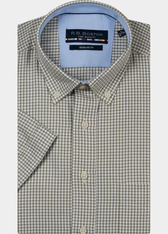 R.B. Boston overhemd korte mouw heren Groen Marshall SS Button Down 616670/73