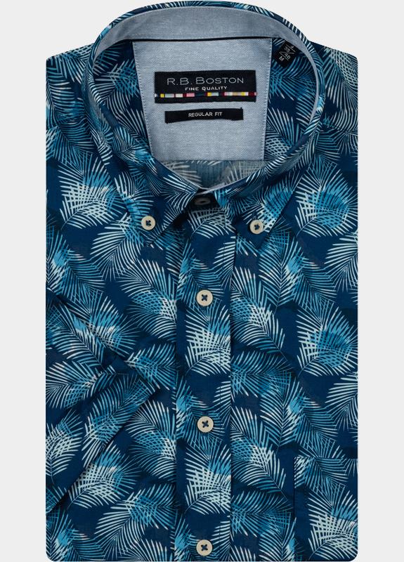 R.B. Boston Casual hemd korte mouw Blauw Marshall SS Button Down 516670/626