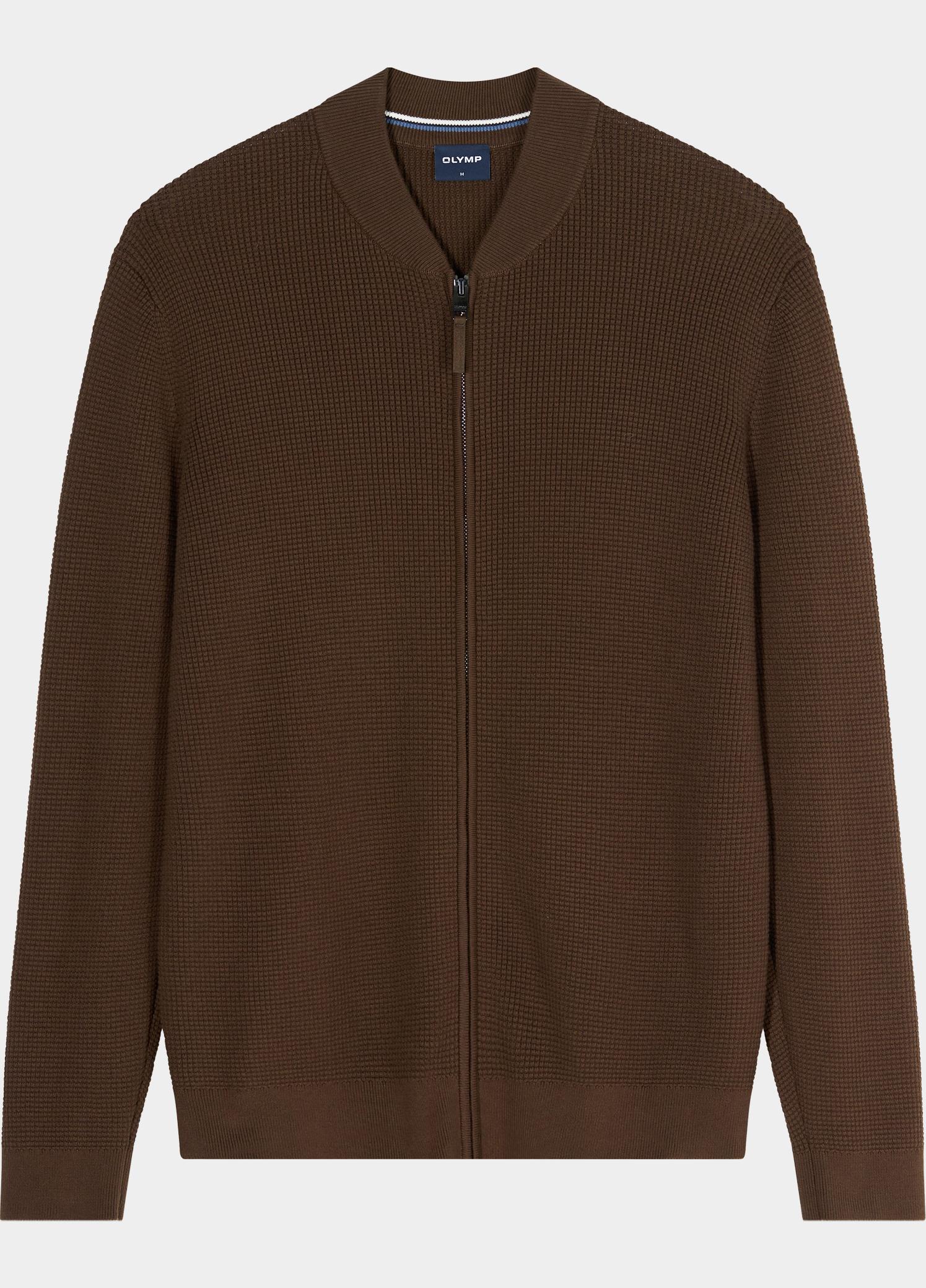 Olymp Vest heren Bruin Zip Jacke Strick 536226/28