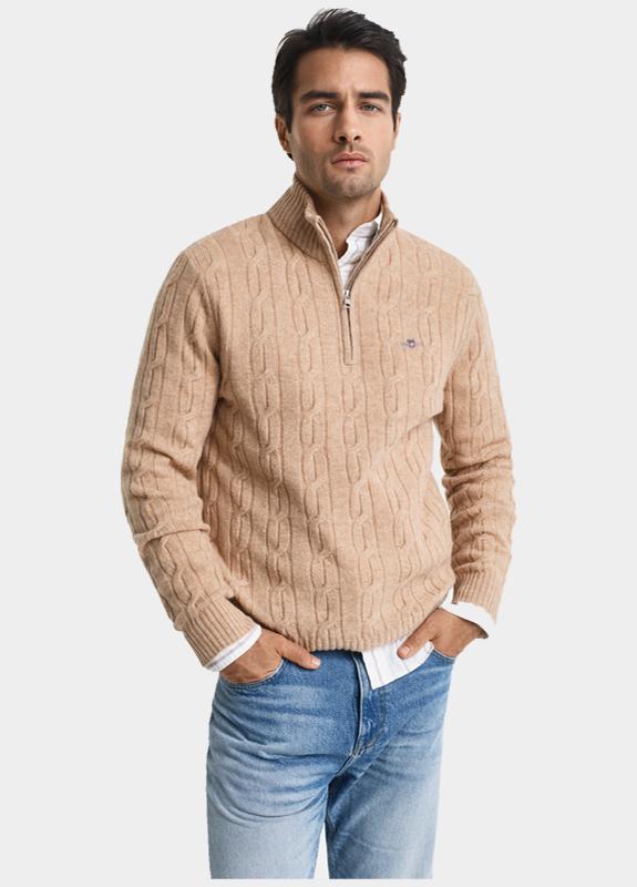 Gant Half Zip Beige Lambswool Cable Half Zip 8050260/296