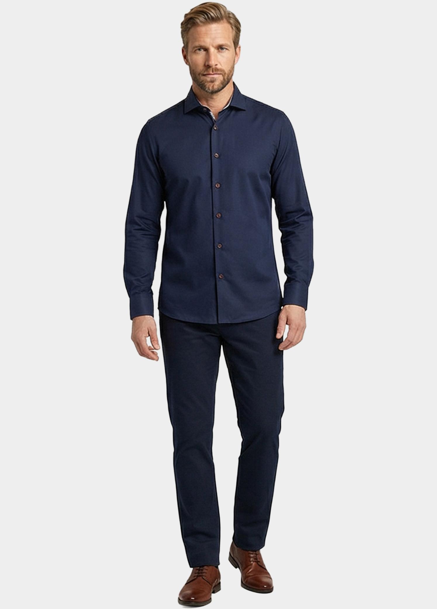 Giordano Overhemd heren Blauw Locarno Long Sleeve Semi Cuta 617864/60