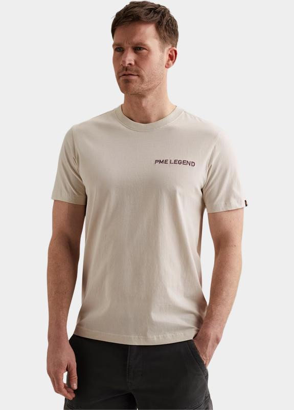 PME Legend T-shirt korte mouw Beige Short sleeve r-neck single je PTSS2603571/7013