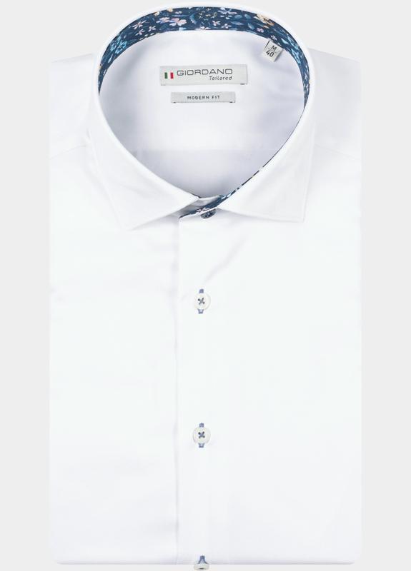 Giordano Overhemd heren Wit Locarno Row Long Sleeve Semi 617817/10