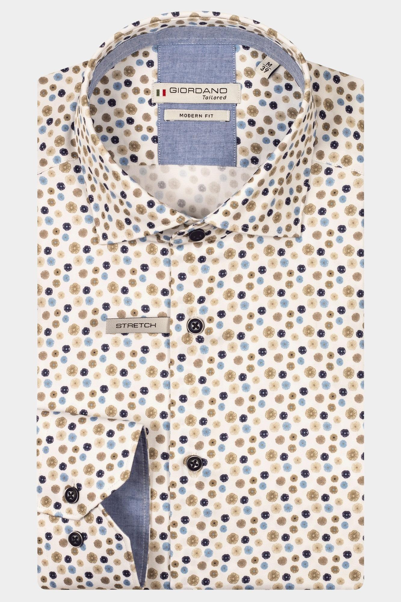 Giordano Casual hemd lange mouw Blauw Maggiore long sleeve semi cut 517822/60