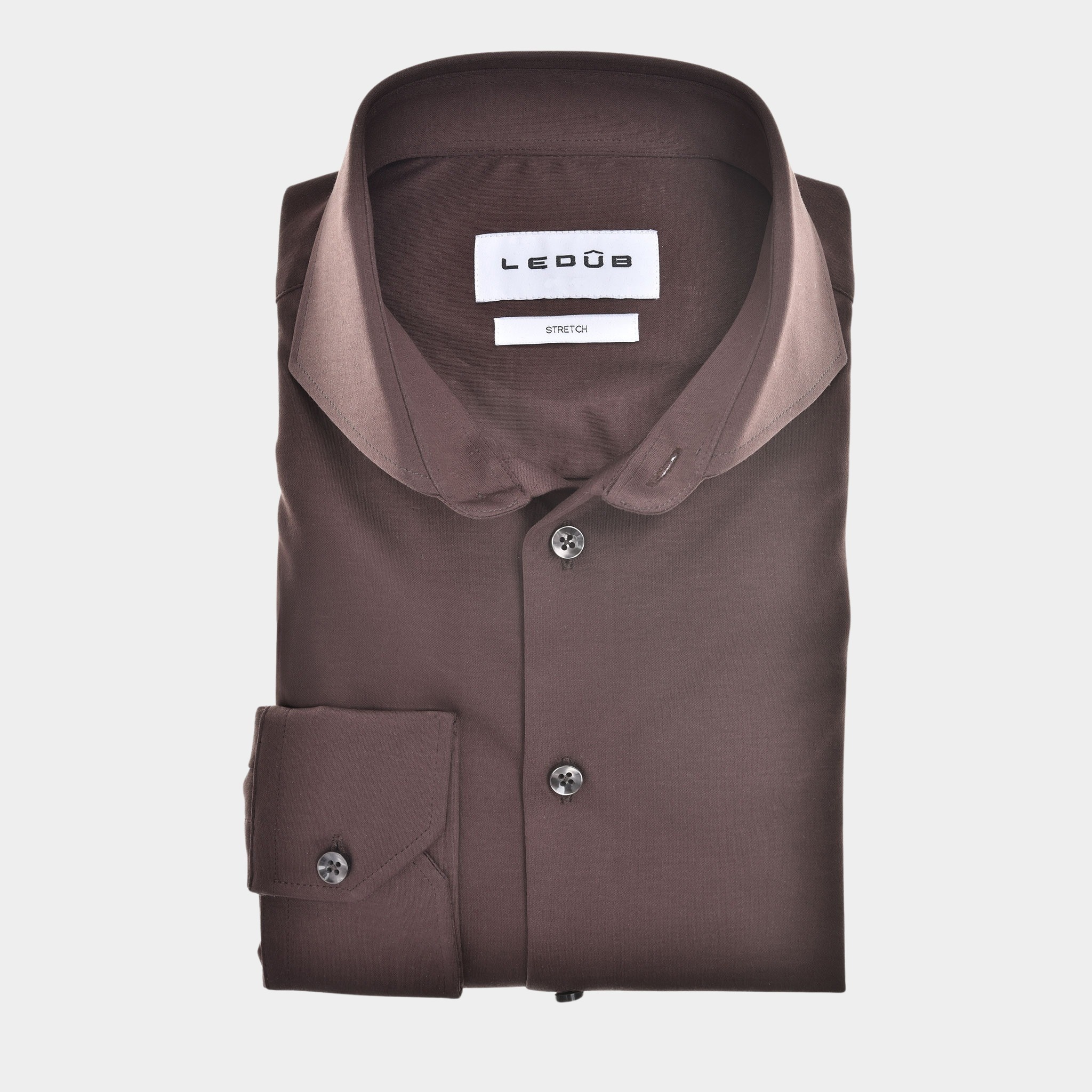 Ledub Business hemd lange mouw Bruin LE24217  SF5 0142638/680-000-000