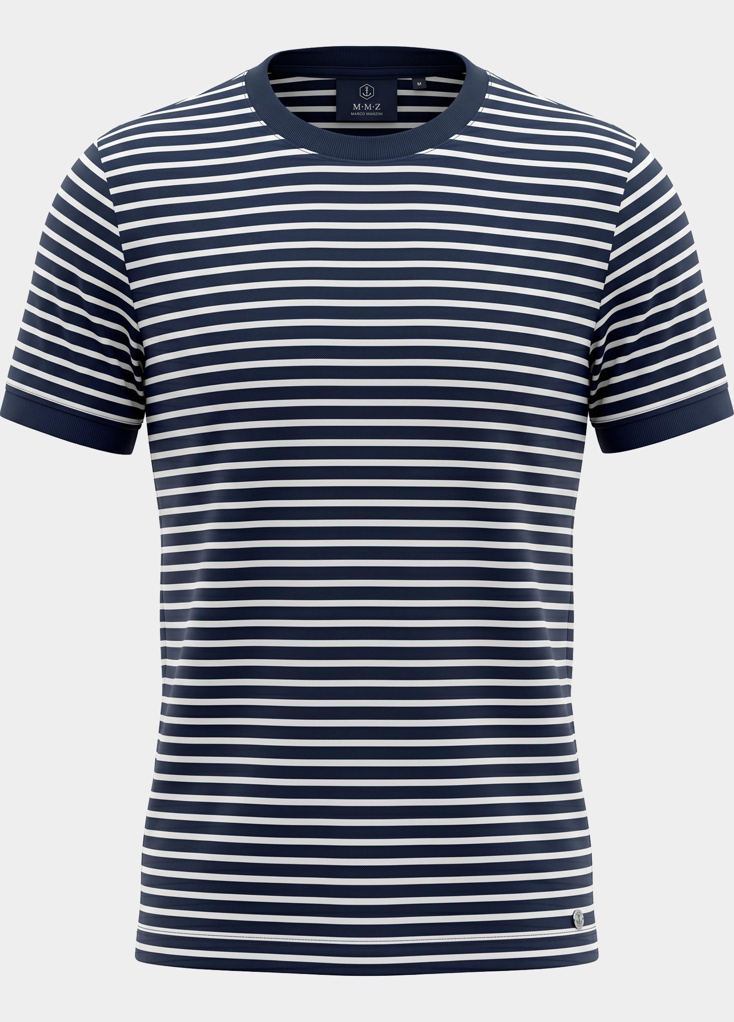 Scotland Blue T-shirt korte mouw Blauw Isaac Stripe T-shirt Pique 25108IS18/290 navy