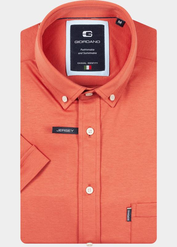 Giordano overhemd korte mouw heren Rood Alfa Short Sleeve Button Down 616078/30
