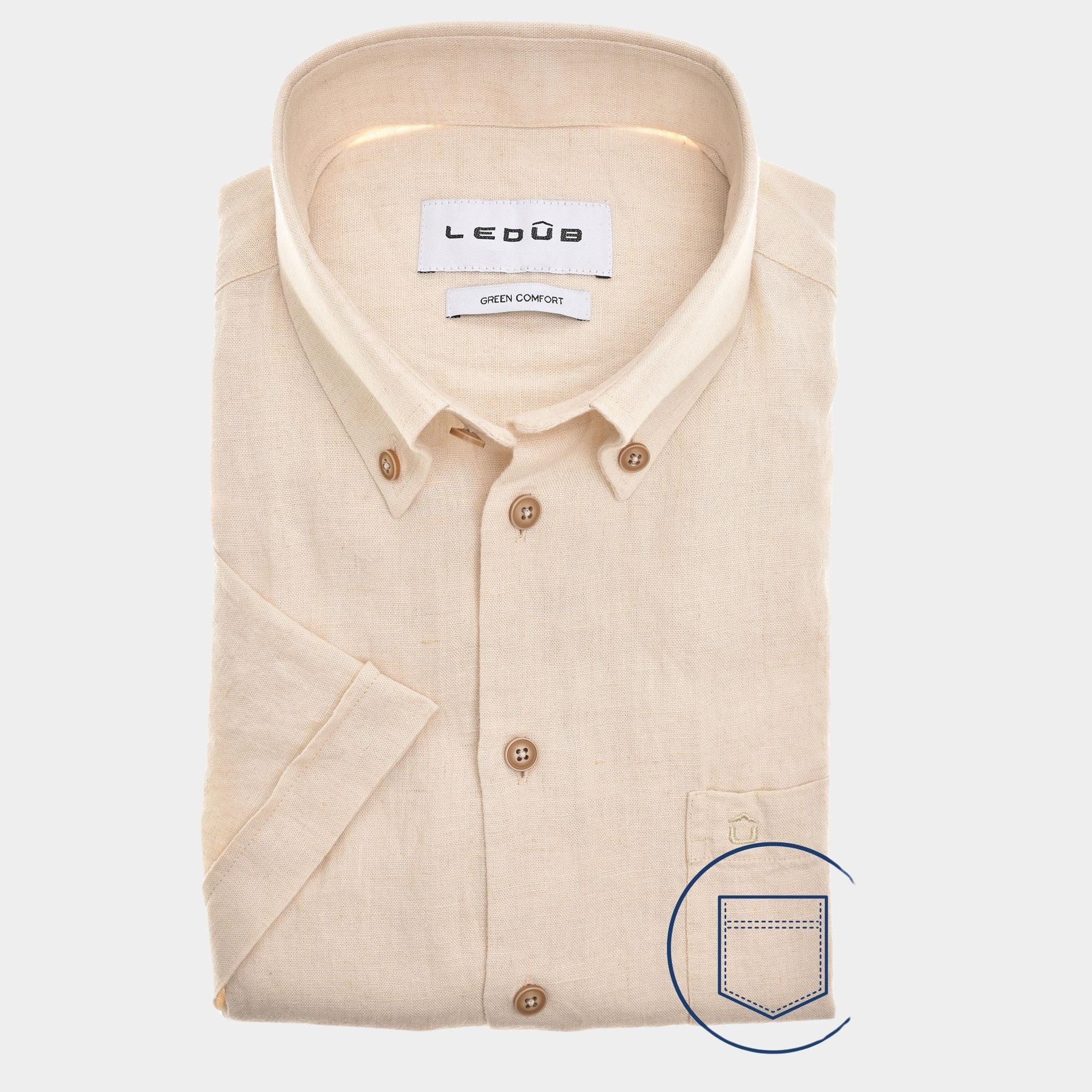 Ledub Business hemd korte mouw Bruin  0142920/620-000-000